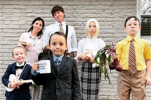 A family dressed as characters from the tv show The Office