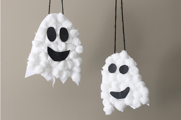 Ghosts made of cotton balls